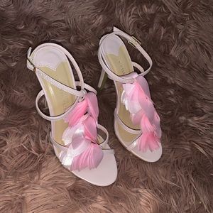 PINK SATIN PETAL HEEL